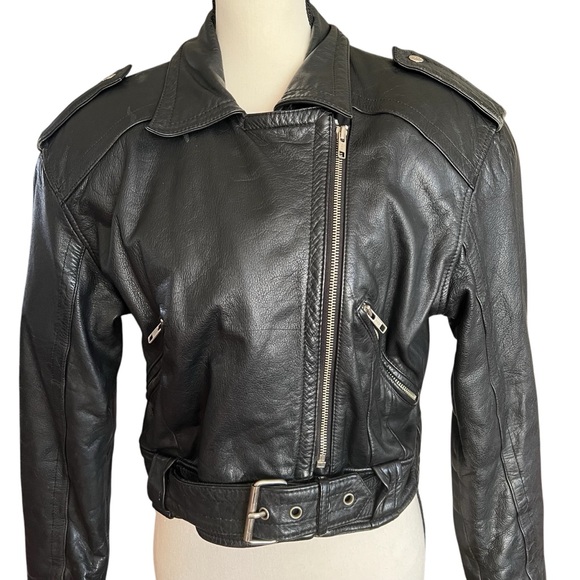 VTG. EXP Moto 100% Leather Crop Jacket. Sz.M - Picture 3 of 8